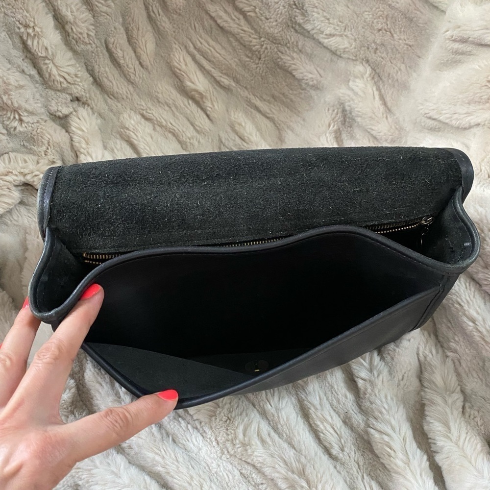 Vintage Coach Black Leather Convertible Clutch No Strap - Picture 6 of 10